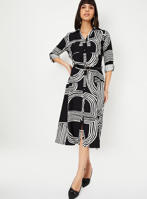 Kalki x Max Women Printed Belted Shirt Dress