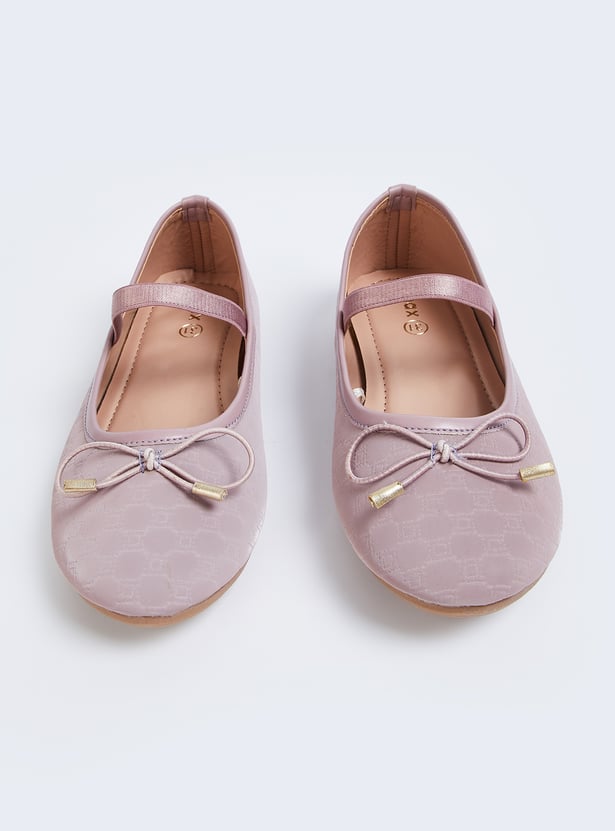 Girls Textured Bow Ballerinas