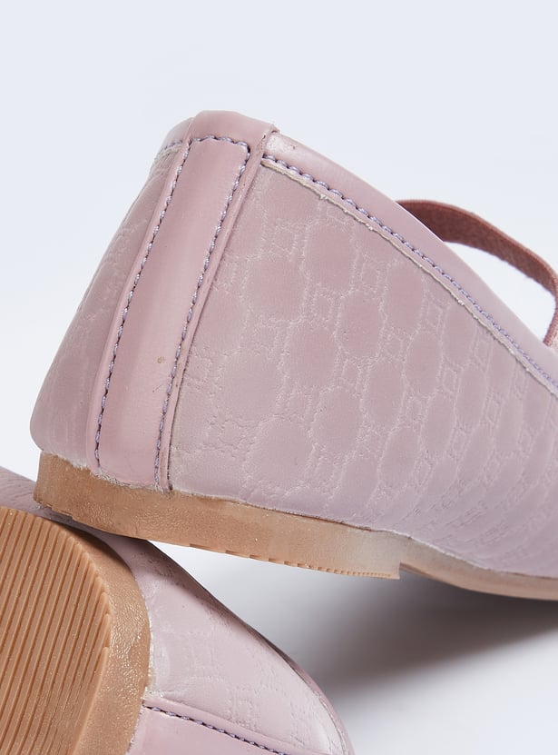 Girls Textured Bow Ballerinas