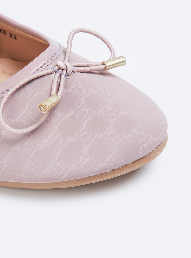 Girls Textured Bow Ballerinas