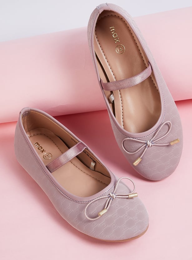 Girls Textured Bow Ballerinas