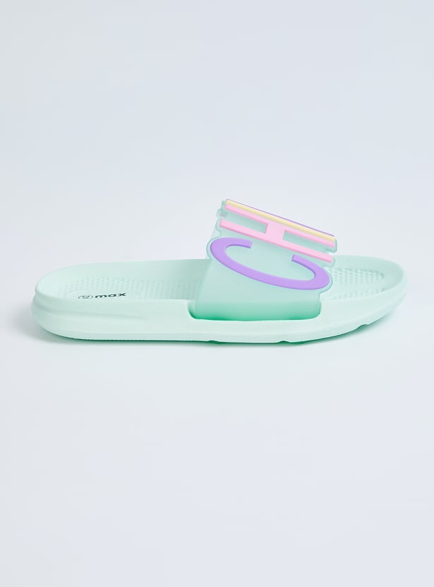 Girls Text Print Sliders