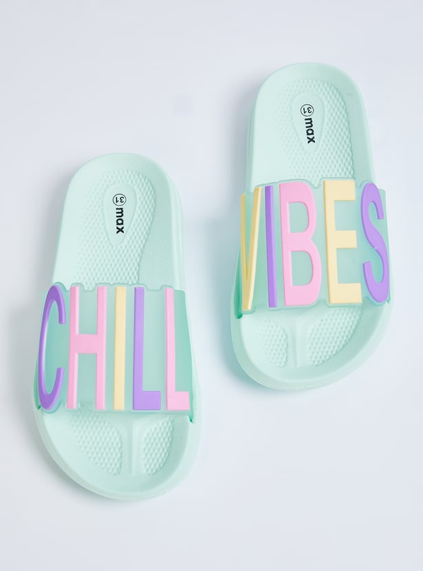 Girls Text Print Sliders