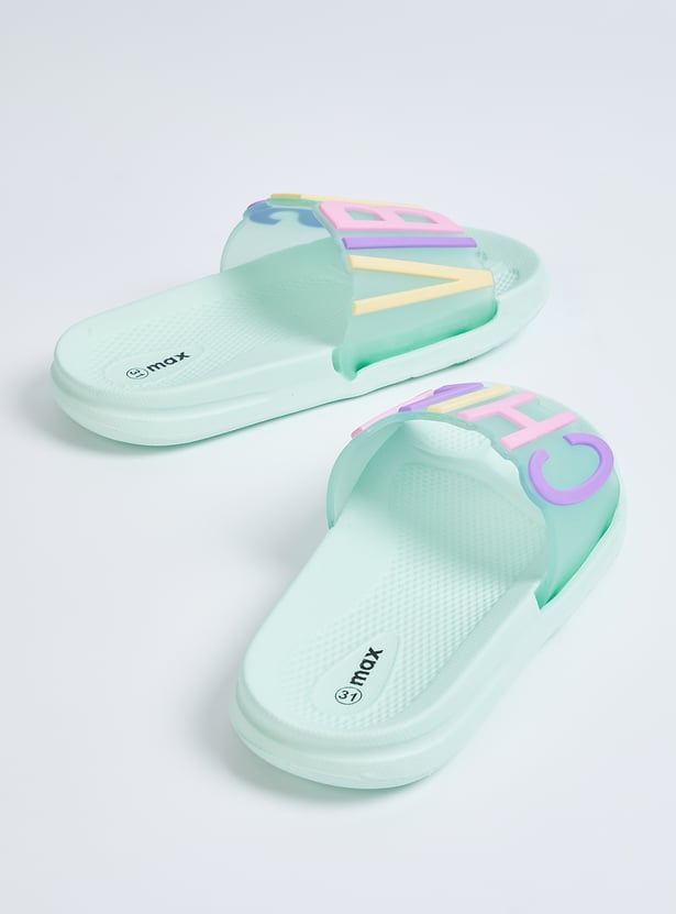 Girls Text Print Sliders