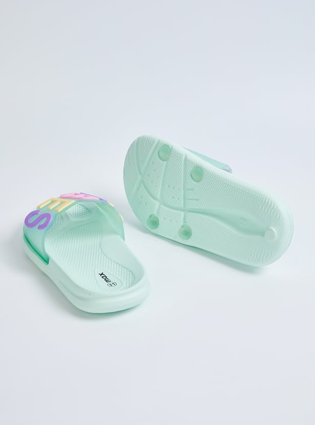 Girls Text Print Sliders