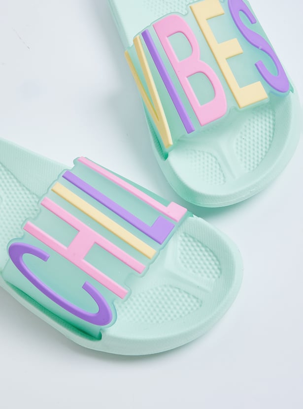 Girls Text Print Sliders