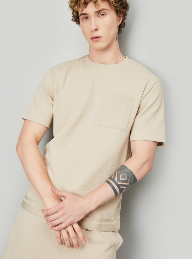 Men Textured Oversized Sports T-shirt