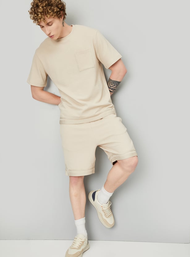 Men Textured Oversized Sports T-shirt