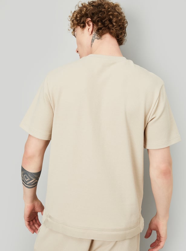 Men Textured Oversized Sports T-shirt