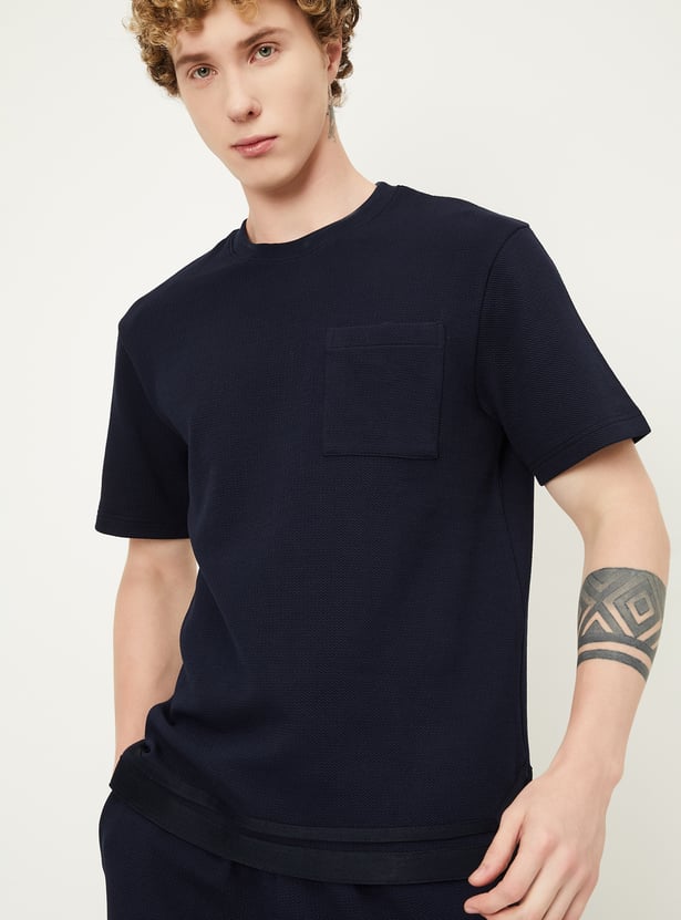 Men Textured Oversized Sports T-shirt