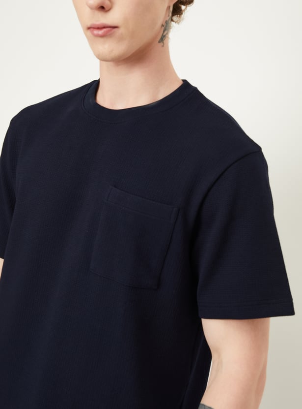 Men Textured Oversized Sports T-shirt