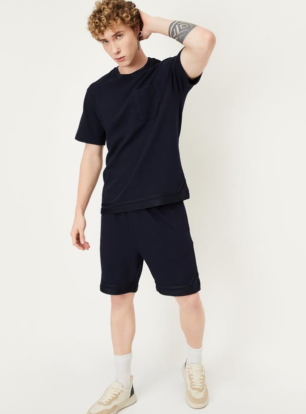 Men Textured Oversized Sports T-shirt