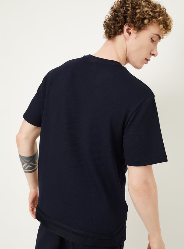 Men Textured Oversized Sports T-shirt