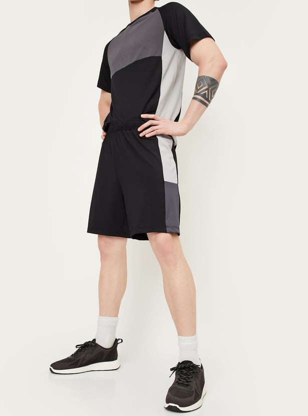 Men Side Taped Regular Fit Sports Shorts