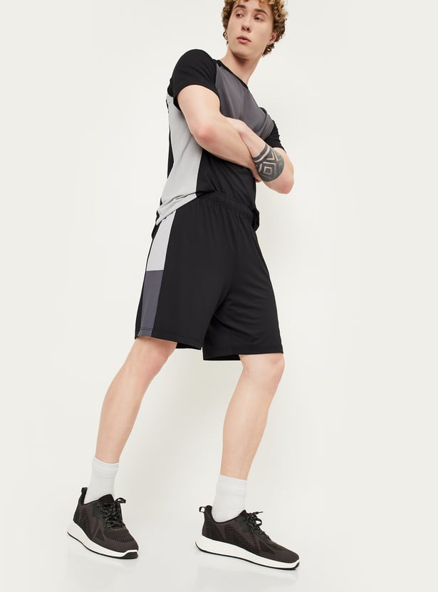 Men Side Taped Regular Fit Sports Shorts