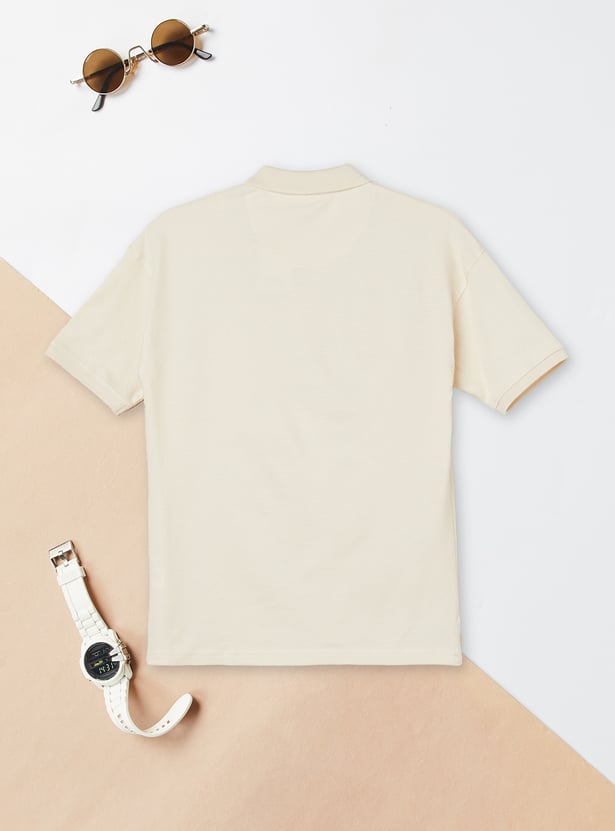 Boys Textured Polo T-shirt