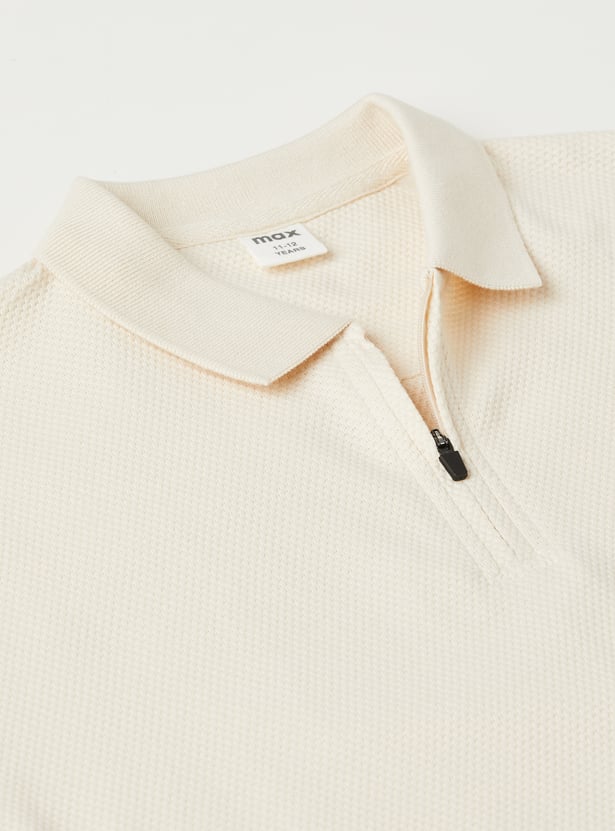 Boys Textured Polo T-shirt