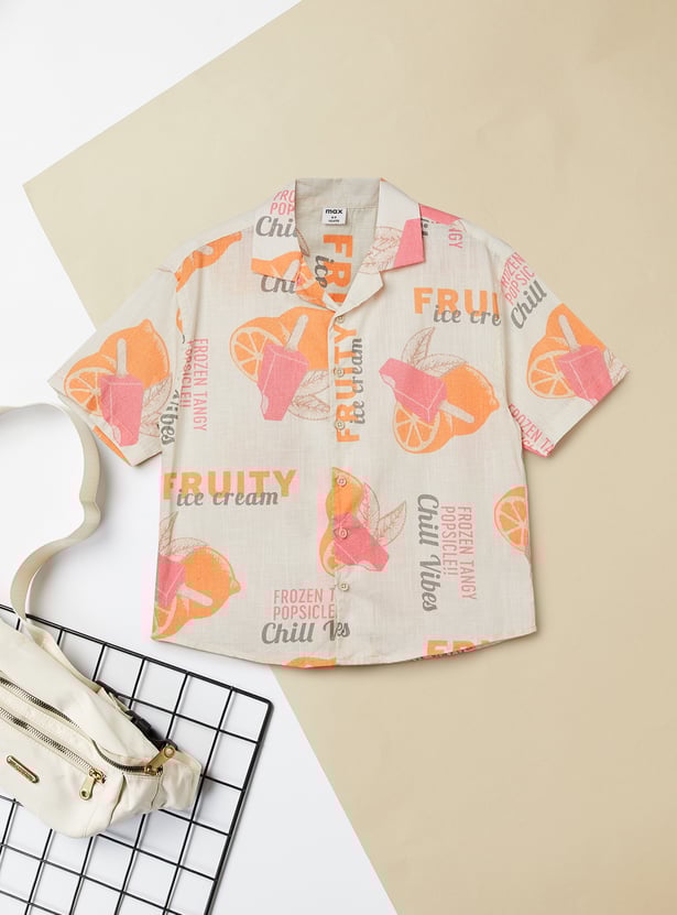 Boys Printed Oversized Shirt