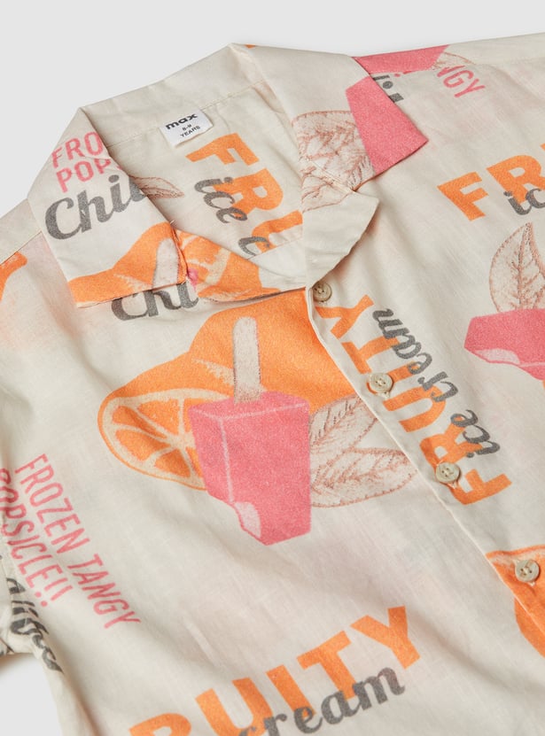 Boys Printed Oversized Shirt