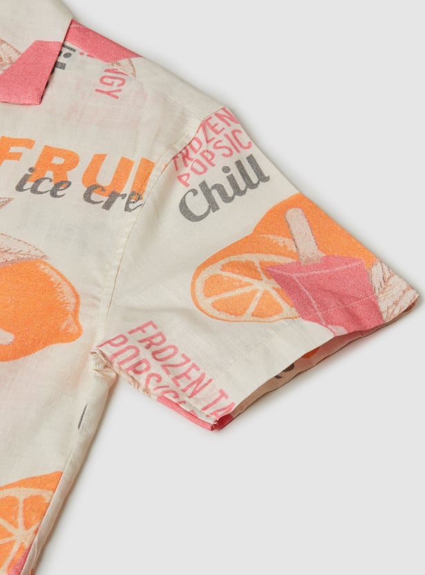 Boys Printed Oversized Shirt