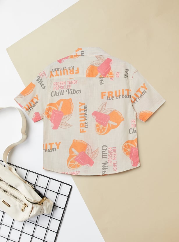 Boys Printed Oversized Shirt