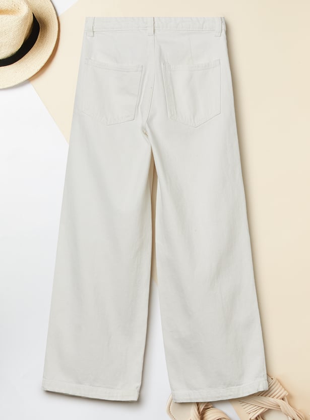 Girls Solid Flared Jeans