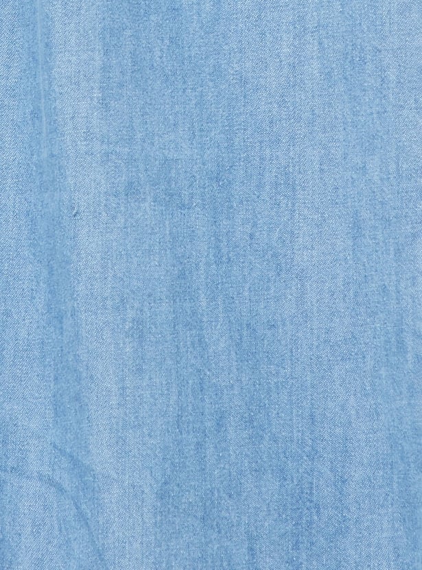Girls Solid Denim Dress
