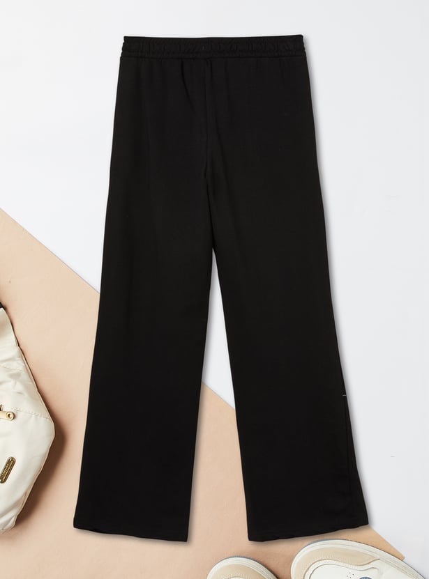 Girls Solid Wide Leg Trousers
