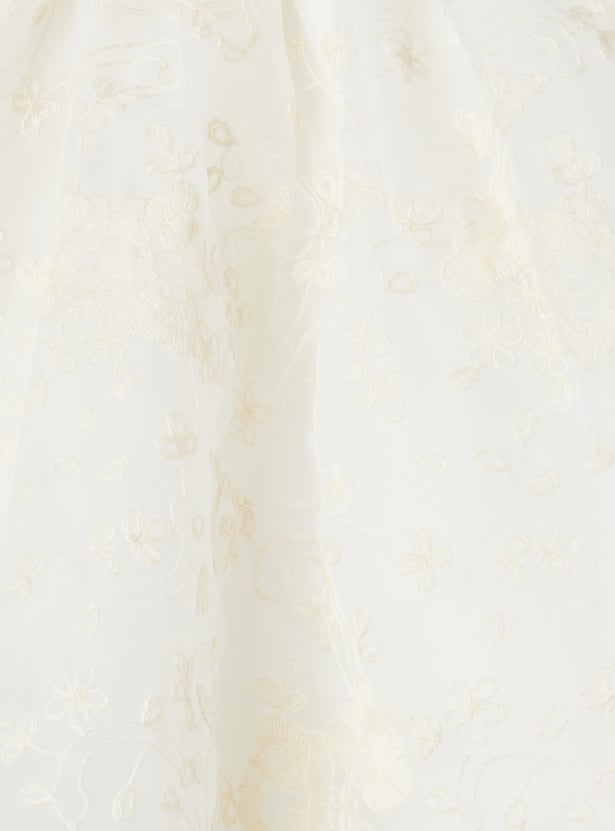 Girls Embroidered Flared Dress