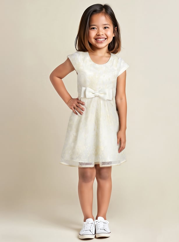 Girls Embroidered Flared Dress