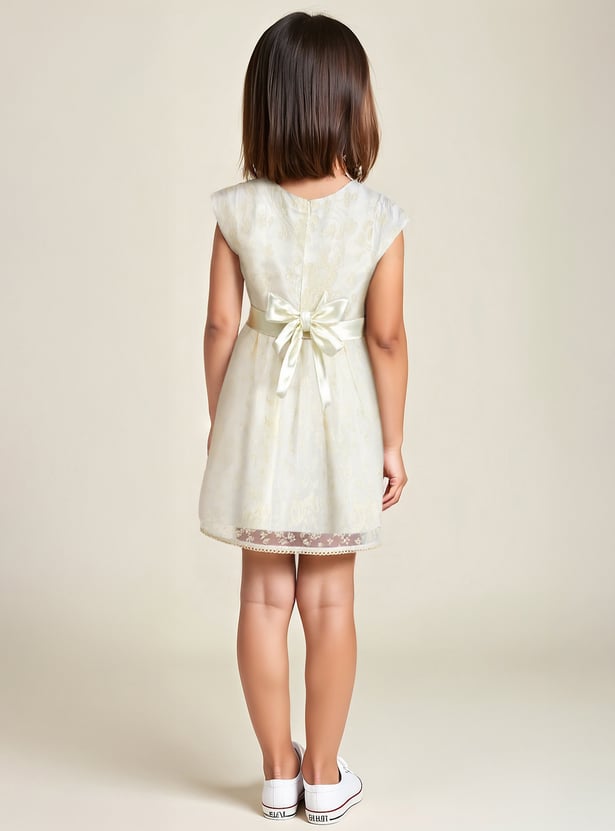 Girls Embroidered Flared Dress