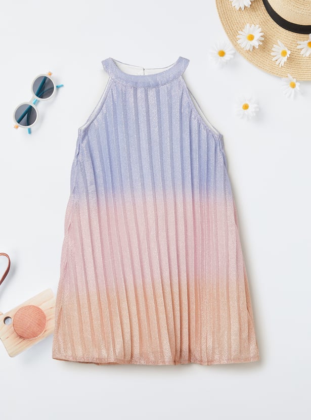 Girs Ombre Pleated Dress