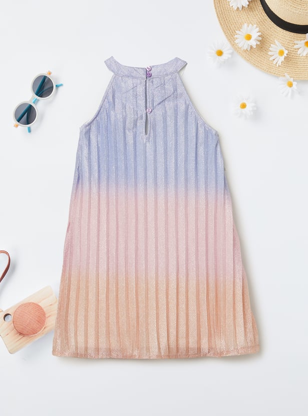 Girs Ombre Pleated Dress