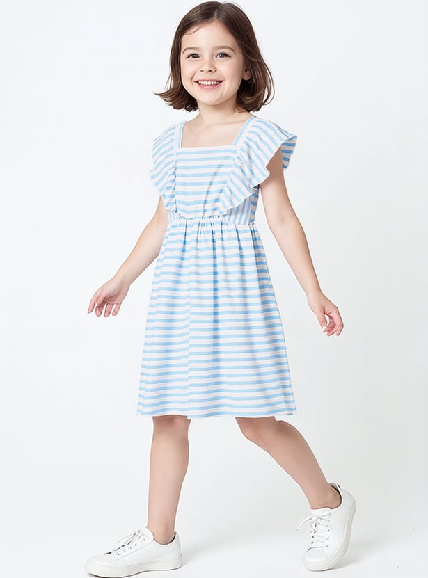 Girls Striped A-line Dress