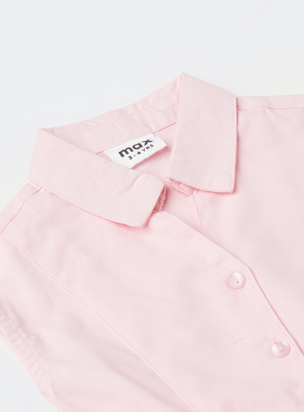 Girls Solid Knotted Hem Top