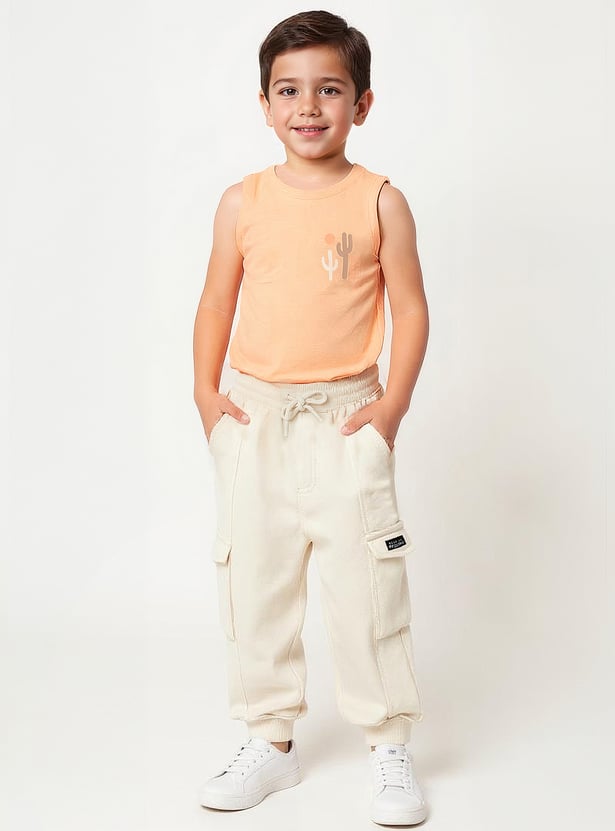 Boys Solid Cargo Joggers