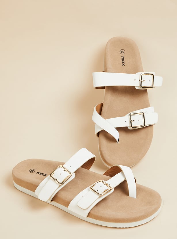 Women Solid Double Strap Sandals