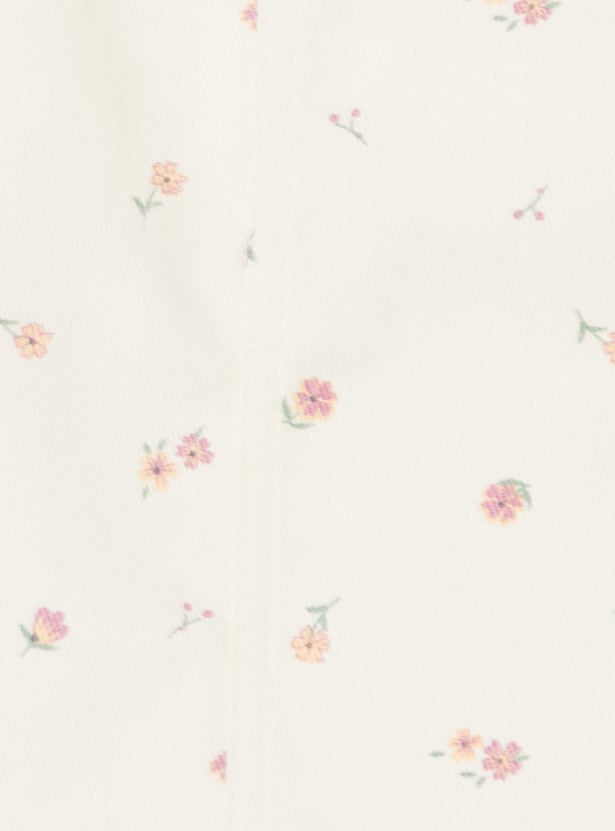Girls Printed Pinafore Dress with T-shirt