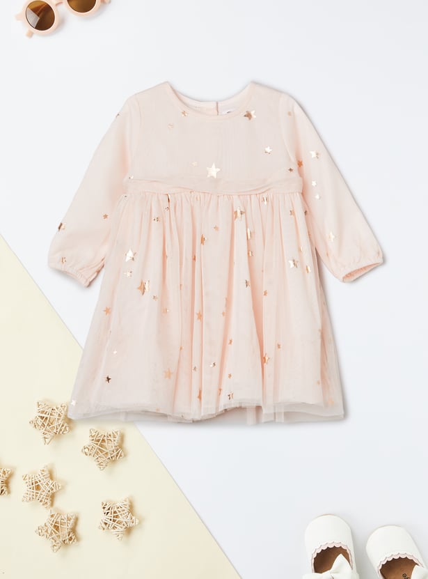 Girls Foil Print A-line Dress