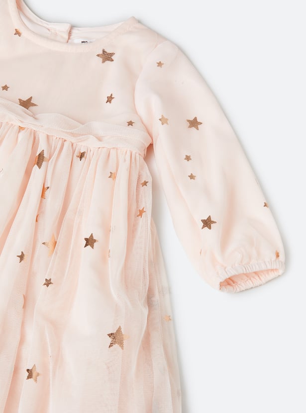 Girls Foil Print A-line Dress