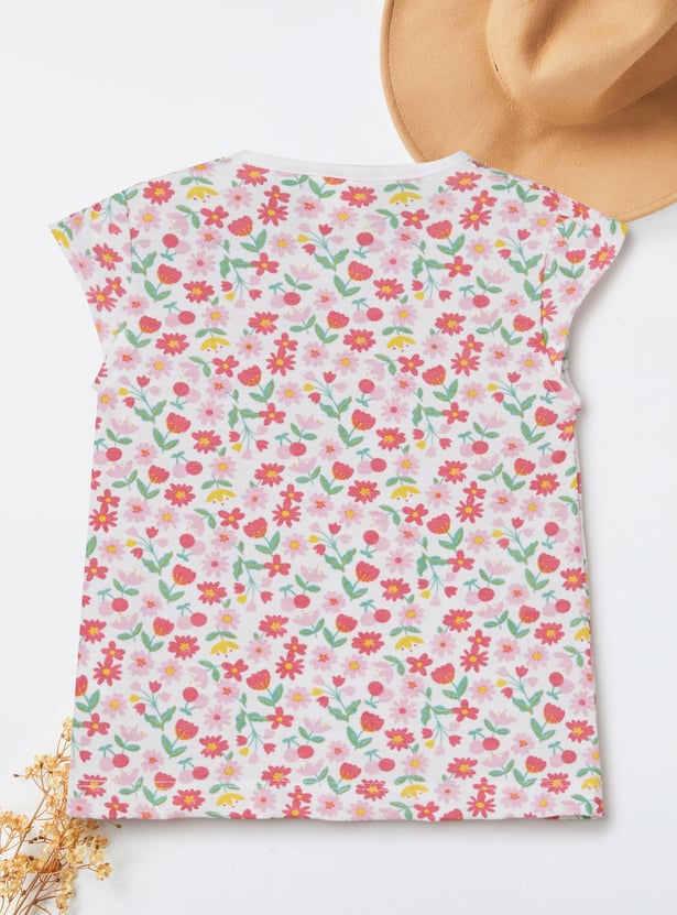 Girls Floral Print Shorts Set