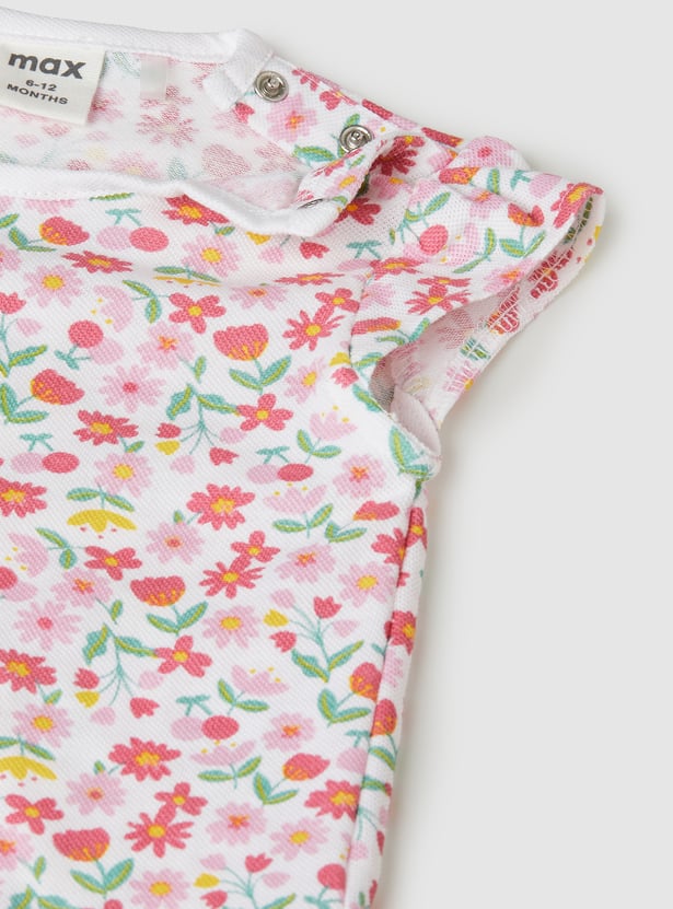 Girls Floral Print Shorts Set