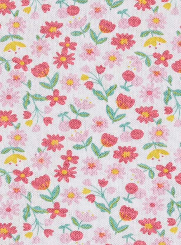 Girls Floral Print Shorts Set