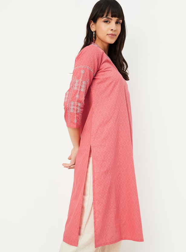 Women Embroidered Straight Kurta