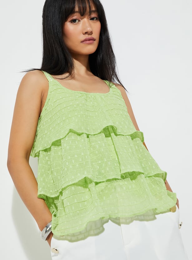 URB_N Women Textured Tiered Top