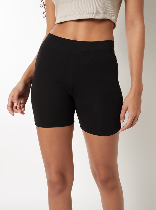 Women Solid Cycling Shorts