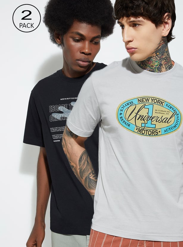 Buy URB_N Men Printed T-shirt - Pack of 2 Online at just Rs. 498.0