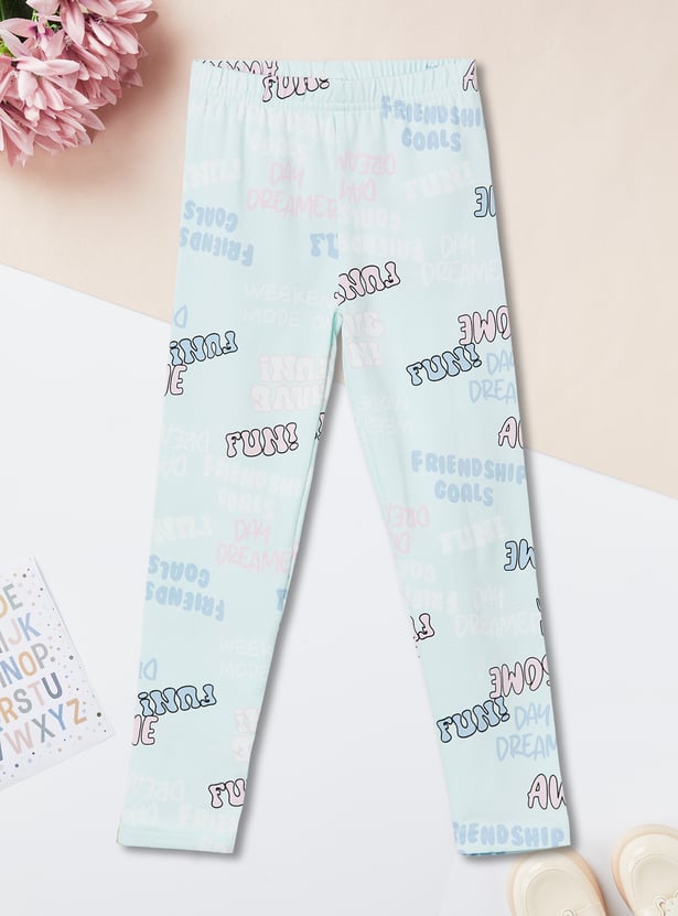 Girls Printed Skinny Fit Leggings