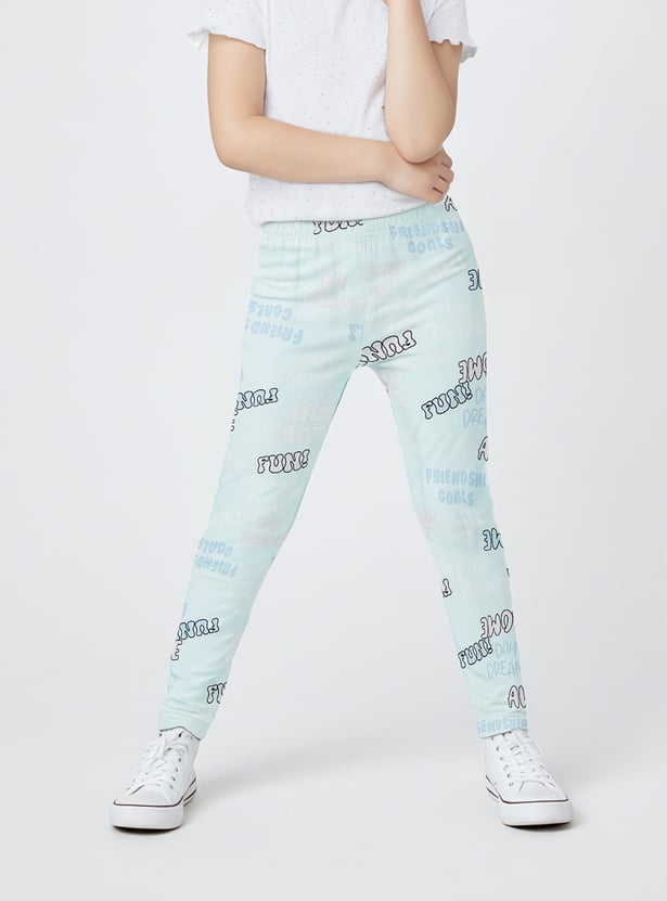 Girls Printed Skinny Fit Leggings