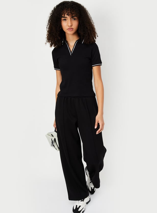 Women Solid Sports Polo T-shirt